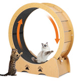 Garvee Laufrad Katze XXL 87 cm - Silencioso, Antideslizante - Metal Estable, Alfombra de Lana - Seguro Para Gatos Activos y Razas Grandes - Madera Natural