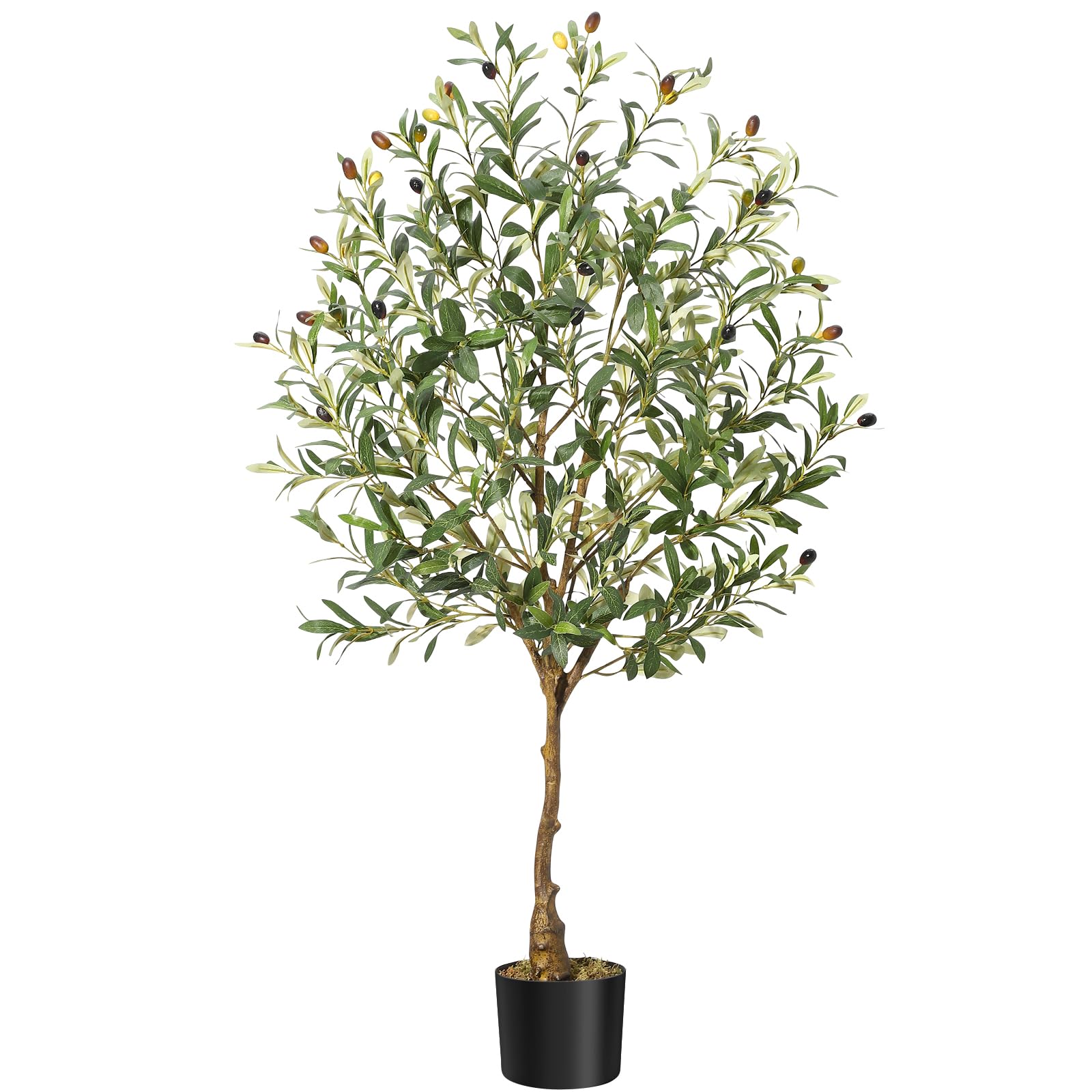 Garvee Árbol de Olivo Artificial 183 cm con Tronco Realista de Cemento y Hojas Ajustables, Maceta Negra, Decoración Interior y Exterior Verde