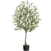 Garvee Árbol de Olivo Artificial 183 cm con Tronco Realista de Cemento y Hojas Ajustables, Maceta Negra, Decoración Interior y Exterior Verde