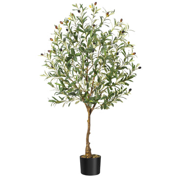 Garvee Árbol de Olivo Artificial 183 cm con Tronco Realista de Cemento y Hojas Ajustables, Maceta Negra, Decoración Interior y Exterior Verde