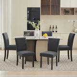 Garvee Juego de 6 Sillas de Comedor Tapizadas con Tachuelas Asiento Acolchado Respaldo Ergonómico Patas de Madera Maciza Fácil Montaje Gris Oscuro - Gris Oscuro