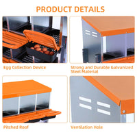 Garvee Caja de Anidación para Pollos 6 Compartimentos, Acero Galvanizado PP, Bandeja Antióxido, Mango de Plástico, Resistente a la Oxidación, Naranja