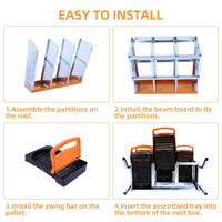 Garvee Caja de Anidación para Gallinas 6 Compartimentos con Soporte, Bandeja Deslizante, Ventilación Amplia, Plástico Resistente, Sistema Recolección Huevos, Ahorro de Espacio, Naranja