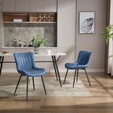 Garvee Sillas de Comedor Modernas Tapizadas en Cuero Azul, Diseño Ergonómico, Patas Metálicas, para Comedor y Sala de Espera, 79 cm Alto - Azul