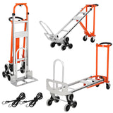 Garvee Carretilla Convertible 3 en 1 Aluminio Reforzado Ruedas Inflables Correas Elásticas 363 kg Capacidad 91×156×50 cm Hogar Almacén Naranja Plata - Naranja & Plata(Subeescaleras