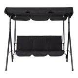 Garvee Columpio de Porche de 3 Plazas con Dosel Ajustable para Relajación en Jardín o Patio 174x109x154cm Beige - Negro