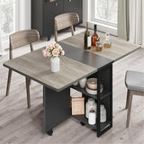 Garvee Mesa De Comedor Plegable Carlo Grey, Extensible, 2 Niveles De Almacenaje, Ruedas Con Freno, Cocina Y Comedor, Ahorra Espacio - Carlo Gris