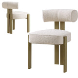 Garvee Sillas De Comedor Tapizadas Set De 2, Bouclé, Respaldo Ergonómico Curvo, Espuma Alta Resiliencia, Patas De Madera De Caucho, Modernas, Para Comedor O Sala - Blanco