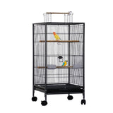 Garvee Gran jaula para pájaros 46x46x102 cm, metal con ruedas 360°, techo de juego, bandeja extraíble, 3 perchas, para interiores y exteriores