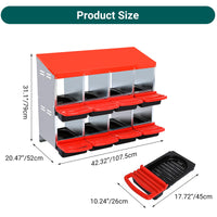 Garvee Caja de Nido para Pollos 2 Niveles 8 Compartimentos, Acero Galvanizado 0.6mm con Tapa Esmaltada, Techo Impermeable, Ventilación Superior, Fácil Recolección, Rojo