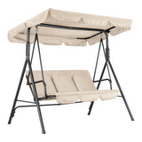 Garvee Balancín de Jardín de 3 Plazas con Toldo Ajustable y Cojines, Columpio Exterior de Acero para Terraza, Porche y Patio, Carga 270kg, Color Caqui - Caqui
