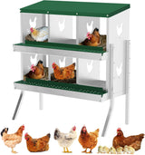 Garvee Caja de Anidación para Gallinas 6 Compartimentos con Soporte Metálico, Acero Galvanizado 0.7mm, Granjas Corrales, Verde - Verde