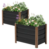 Garvee Jardinera Elevada de Aluminio 61x41x46cm, Diseño Profundo, Esquinas Redondeadas, Blanco, para Patio y Balcón - Gris