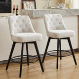 Garvee Taburetes De Bar Giratorios Modernos Con Respaldo Acolchado Patas De Madera Beige 26 In Para Cocina Y Bar En Casa - Beige lino
