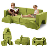 Garvee Sofá Modular Infantil 8PCS Convertible Con Fundas Removibles Para Sala De Juegos Y Guardería Microterciopelo Suave Seguro Y Duradero - Verde