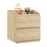 Garvee Mesa De Noche Moderna Sin Tiradores Con 2 Cajones Para Dormitorio, Madera Clara, Amplio Almacenaje, Fácil Montaje - Madera clara