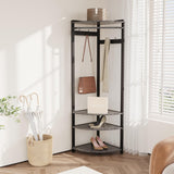 Garvee Perchero esquina 01 semicircular metal 6 ganchos dobles estante zapateros diseño industrial ahorro espacio 180cm interior entrada pasillo IdealHouse gris piedra - Gris