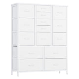 Garvee Cómoda De 15 Cajones Con Estructura Metálica Resistente Para Dormitorio, Pasillo, Tela Plegable, Encimera De Madera, Estable, Versátil - Blanco