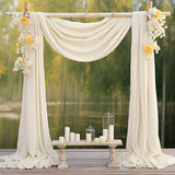 Garvee Cortina para Arco de Boda 70x550cm, Tela de Tul Elástico para Decoración de Eventos, Fondo Fotográfico y Ceremonias, Marfil - Blanco Marfil