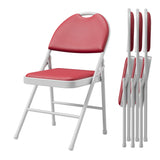 Garvee Sillas Plegables 4 Pack con Cojín de PU y Respaldo, Metal Plegable para Interior y Exterior, Camping y Oficina, Rojo - Rojo
