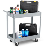 Garvee Carro de Herramientas Rodante 2 Niveles con Capacidad 150 kg, Acero Duradero, Ruedas Giratorias con Freno para Taller y Garaje, 74 × 39 × 82 cm, Negro - Gris