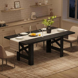Garvee Mesa De Comedor Para 6-8 Personas Madera MDF Patas Triangulares Cocina Oficina 70.87in Rústico - Negro