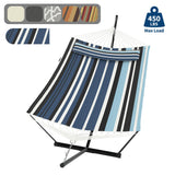 Garvee Hamaca de Piscina con Soporte en T y Tela de Rayas de Alta Resistencia Azul Oscuro y Claro - Rayas Azul Oscuro y Claro