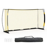 Garvee Portería de fútbol 366 × 183 cm marco metálico resistente plegable para entrenamiento y patio, color negro - Negro & Amarillo
