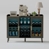 Garvee Gabinete para vino con patas de madera, material MDF, color negro - Negro