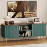 Garvee Mueble para TV de 140 cm hasta 65 Pulgadas Centro de Entretenimiento Estilo Clásico con Puertas Estriadas y Almacenamiento Verde - Verde