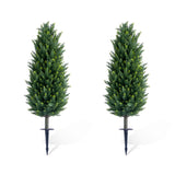 Garvee Set de 2 Árboles Artificiales de Ciprés de 110 cm con Estacas para Tierra Plantas de Topiario Resistentes a Rayos UV para Jardín, Porche y Balcón, Verde - 110 cm