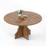 Garvee Esstisch Redondo Moderno 120 cm Con Estante Ajuste De Altura MDF Robusto Diseño Atemporal Rojo Para Cocina Y Comedor - Marrón