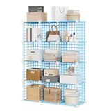 Garvee Estantería de Almacenamiento Cúbica 12 Cubos, Negra, Metal Duradero, Modular y Apilable, para Sala y Oficina - Azul
