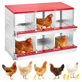 Garvee Caja De Anidación Para Gallinas 6 Compartimentos Acero Galvanizado Rojo Exterior - With Cover - Red (Outside)