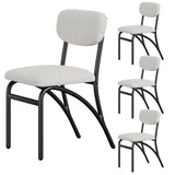 Garvee Sillas De Comedor Beige Set De 4 Tapizadas En Bouclé Con Espuma Alta Densidad Y Patas De Metal Para Cocina Y Salón - Beige