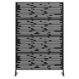 Garvee Valla Metálica Decorativa para Jardín 183 cm Alta, Diseño de Rizo Antióxido, Acero Resistente, Fácil Instalación, Negro - Negro （Rayas Horizontales y Verticales）