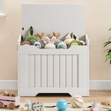 Garvee Baúl de Almacenamiento para Juguetes con Tapa y Bisagra de Seguridad, MDF Blanco, Estilo Rústico, Sala y Cuarto de Juegos, 159 kg - White