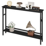 Garvee Mesa Consola Estrecha 2 Niveles Ajustable para Sala y Entrada 15 cm D MDF y Metal Resistente 50 kg - Negro