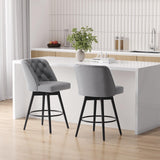Garvee Set de 2 Taburetes de Barra Giratorios de Tela de Lino para Reuniones en Cocina Gris Oscuro - Gris Oscuro