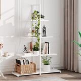 Garvee Estantería A-forma 4 niveles PB metal versátil resistente fácil montaje interior dormitorio oficina hierro blanco+tabla blanca - Blanco