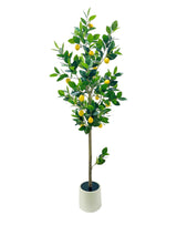 Garvee Árbol Artificial de Limón 150cm con Maceta Blanca para Interior y Exterior, Realista y Duradero
