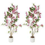 Garvee Árbol Artificial de Buganvilla 122cm con Flores en Maceta Negra, Realista y Bajo Mantenimiento, para Decoración Interior - Rosa