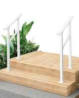Garvee Barandillas Para Escaleras Exteriores Ajustable Resistente A La Intemperie Blanco 2 Pasos 2 Unidades