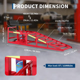 Garvee Rampas Hidráulicas para Autos 5 Toneladas con Sistema Hidráulico Integrado, Plataforma Estable, Acero Soldado, Antideslizante, Uso Profesional y Doméstico, Reflectantes, 114 × 34 cm - Rojo & Negro