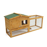 Garvee Casa De Conejos De Madera Con Bandeja Antigoteo Y Red Metálica Para Interior Y Exterior, Resistente Al Clima, Con Rampa Antideslizante, Ideal Para Pequeños Animales En Jardín - Natural