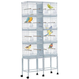 Garvee Jaula para Pájaros Apilable 175 cm con Bandeja Extraíble Acero Resistente para Periquitos y Cotorros Blanco - Blanco