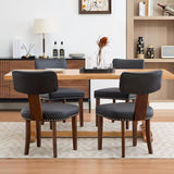 Garvee Sillas De Comedor Modernas Juego De 4 Cuero Sintético Respaldo Ergonómico Madera Antideslizante Cocina Comedor - Negro