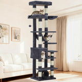 Garvee Árbol para Gatos Grandes 188 cm con 11 Rascadores, Hamaca, Percha Superior, Interior, Estable y Seguro, Gris - Gris Oscuro