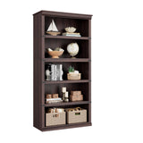 Garvee Estantería Triple Ancha de 5 Niveles, Madera Cerezo Oscuro 80x32x171.2cm, MDF PB y Hierro, Diseño Vintage Industrial, Estable y Duradera para Sala y Oficina - Cerezo