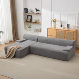 Garvee Sofá Seccional Nube 274 cm con Chaise - Ultra Suave Boneless Tela de Pana Gris para Salón Espacioso y Cómodo - Gris